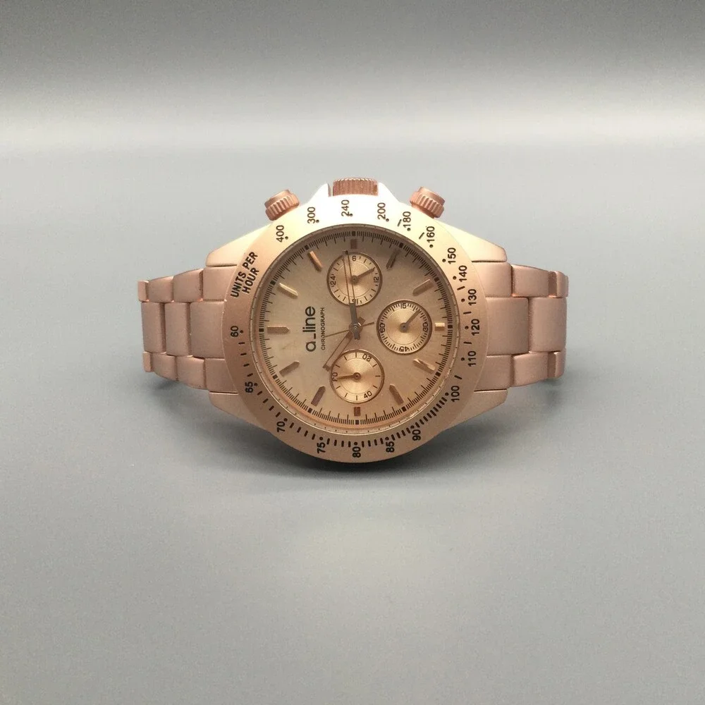 A_line Amore Chronograph Women Watch 40mm Rose Gold Tone New Battery 6.5